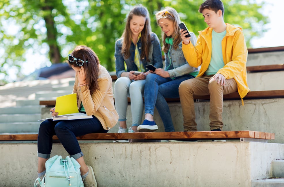 Student Girl Suffering of Classmates Mockery